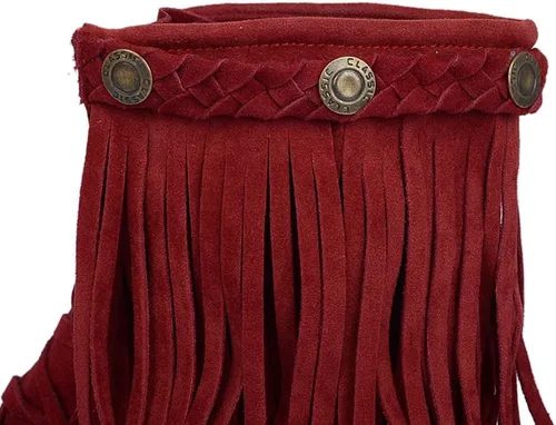 Miniatura 4 de Classic Fringe Moccasin Boots Ankle High Women Low Heel Booties
