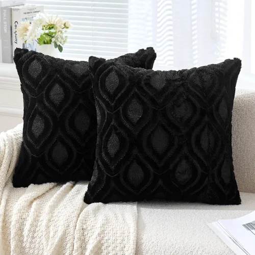 Miniatura 14 de MIULEE - Juego de 2 fundas de almohada de lana sintética suave y afelpada, fundas decorativas de estilo bohemio para sofá, sala de estar, cama, 18 x