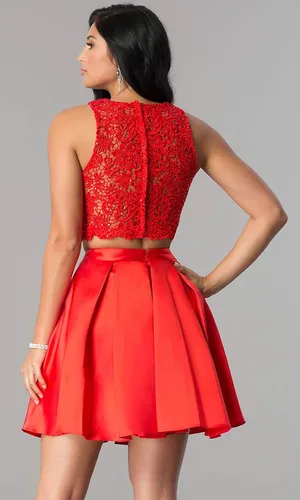 Miniatura 2 de SOLODISH Vestidos cortos de dos piezas para mujer para fiesta de cóctel con bolsillos