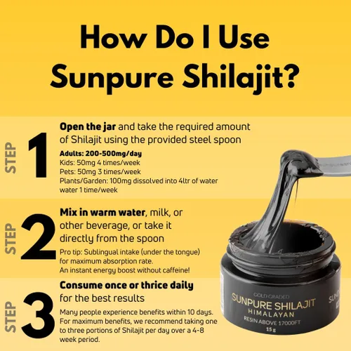 Miniatura 4 de Shilajit del Himalaya grado dorado por encima de 17000 pies, 0.53 oz purificada y orgánica 45 días de resina Shilajit secada al sol, 85 + minerales