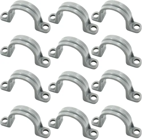 Miniatura 9 de Bonsicoky 6 correas de tubo de PVC de 1-1/2 pulgadas, correas de plástico de dos agujeros, correa de conducto de plástico para tubos de PVC cables