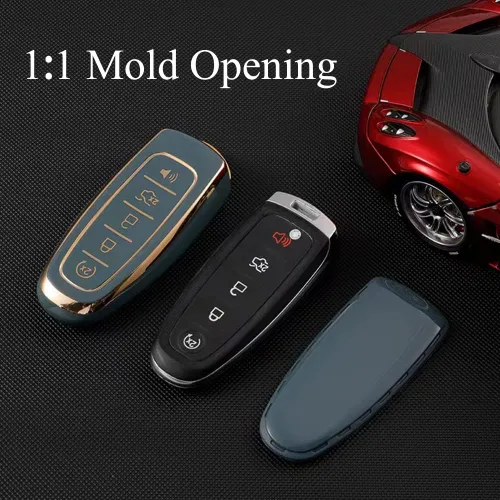 Miniatura 4 de Funda para llavero WSAuto con llavero de metal compatible con Ford C-Max Edge Escape Expedition Explorer Flex Focus Taurus Lincoln MKS MKT MKX Negro