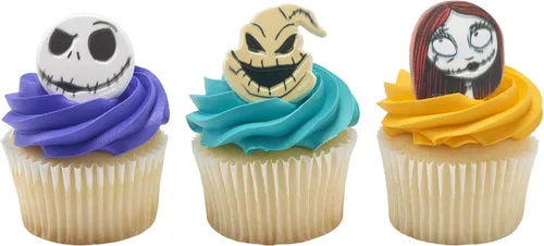Miniatura 8 de DecoPac Anillos de The Nightmare Before Christmas, decoraciones de cupcakes con Jack, Sally y Oogie Boogie, paquete de 24