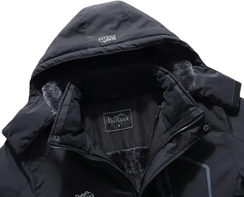 Miniatura 5 de Pooluly - Chaqueta impermeable de invierno, esquí, snowboard, para hombre, con capucha, rompevientos.
