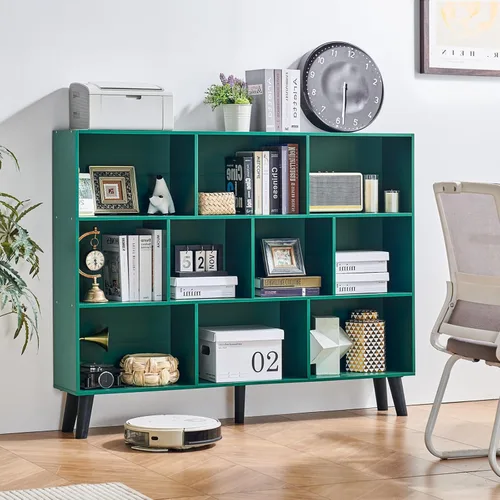 Miniatura 64 de LEYAOYAO Estantería de 5 cubos de 3 niveles con patas, estante negro menta para libros para niños, bonito organizador de almacenamiento, estantes