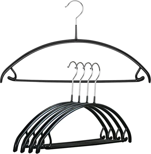 Miniatura 18 de Mawa by Reston Lloyd - Percha de metal antideslizante, soporte de hombro suave con ganchos para falda/barra de pantalones, modelo 42-U, color Plata