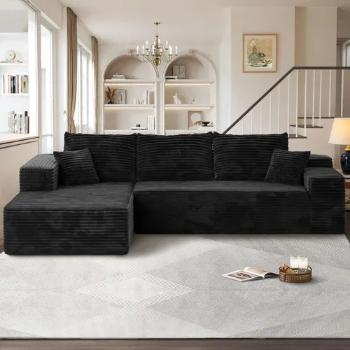 Miniatura 20 de Sofás seccionales Cloud de 96 pulgadas para sala de estar, sofá sin hueso en forma de L con cómoda silla, sofá modular con asiento profundo,