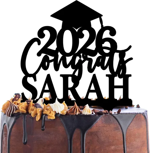Miniatura 9 de Decoración personalizada para tartas de graduación – Decoración para tartas de graduación con nombre y fecha – Decoraciones acrílicas personalizadas