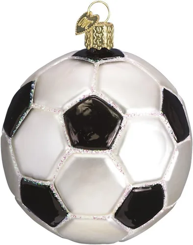 Old World Christmas - Adorno de árbol de Navidad de balón de fútbol soplado en vidrio, decoración festiva artesanal, colección deportiva 2-Fútbol