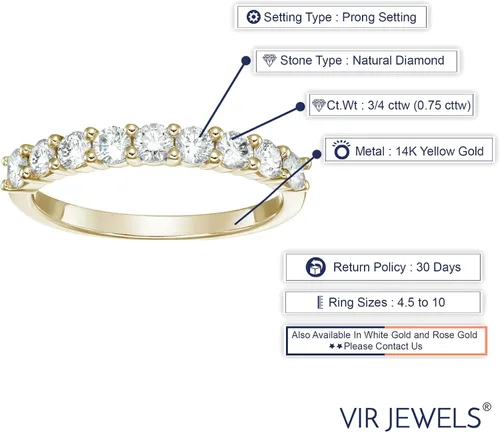 Miniatura 6 de Vir Jewels Anillo de compromiso de diamantes de 34 quilates (ctw) para mujer, anillo de compromiso redondo de diamantes de oro amarillo de 14