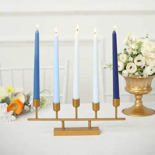 Miniatura 8 de Efavormart - Paquete de 12 velas cónicas de cera prémium de 10 pulgadas, color azul mezclado metálico, velas sin perfume