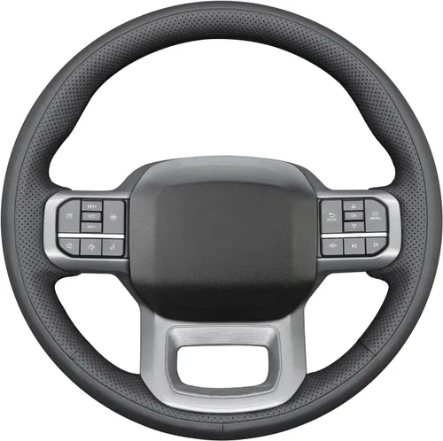 Miniatura 20 de MEWANT Funda de volante de automóvil brillante de fibra de carbono y gamuza cosida a mano para Ford F-150 2021-2023 / F-150 Lightning 2022-2023