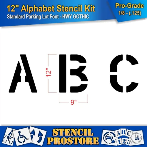 Miniatura 3 de Juego de plantillas para pavimento de 12 pulgadas, kit de plantillas de alfabeto (28 piezas) - 12 x 9 x 1/8 pulgadas (128 mil) - Grado profesional