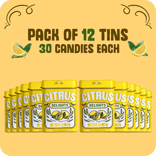 Miniatura 5 de Citrus Delights Meyer Lemon Candy – 30 unidades (paquete de 12) Pastillas de caramelo duro de cítricos naturales Vegano, sin gluten, certificado