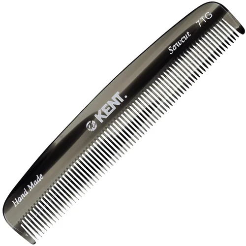 Kent 7T - Peine de bolsillo de dientes finos de grafito negro para hombres, peine de pelo hecho a mano para hombres para aseo y peinado diario,