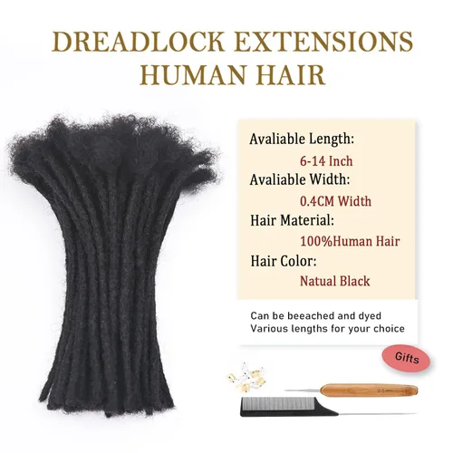 Miniatura 2 de Extensiones Loc de 10 pulgadas de grosor de cabello humano de 10 pulgadas, 10 hebras, extensiones de rastas de cabello humano para mujeres