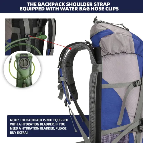 Miniatura 3 de King'sGuard Mochila de senderismo de 70L con cubierta de lluvia, mochila de viaje impermeable ligera para acampar, mochila grande Azul (deepblue)