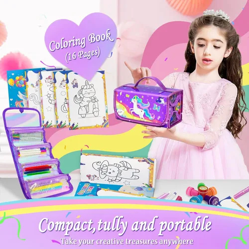 Miniatura 6 de 56 PIEZAS Juego de Marcadores Lavables con Aroma y Purpurina Estuche de Lápices, Artes y Manualidades de Sirenas y Unicornios para niños de 4-6-8