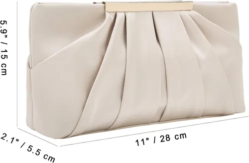 Miniatura 6 de CHARMING TAILOR Bolso de noche elegante plisado de satén formal simple y elegante para mujer