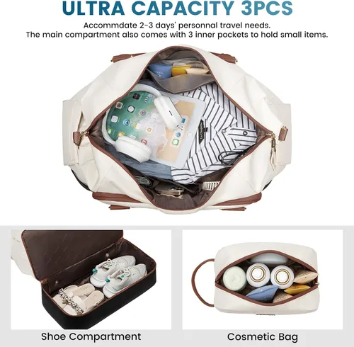Miniatura 7 de LOVEVOOK Bolsa de viaje para mujer, bolsa de transporte de gran capacidad con bolsa de aseo