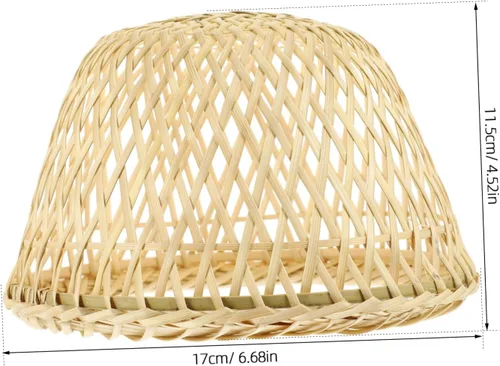 Miniatura 2 de OSALADI Pantalla de bambú tejida para lámpara con soporte de plástico, lámpara de bambú para granja, pantalla colgante rústica, pantalla natural