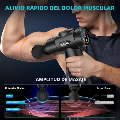 Miniatura 6 de Pistola para masajes Toloco–T11 Pro, de mano, para tejido muscular profundo, masajeador corporal deportivo, taladro portátil, motor de escobillas