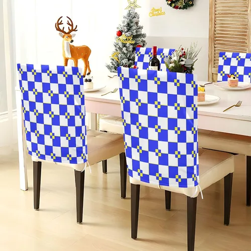 Miniatura 3 de Buffalo Plaid White Blue Yellow Covers for Chairs Removable for Classroom Set of 2 Decorating Club Chair Slipcover Cover para sillas de comedor 2