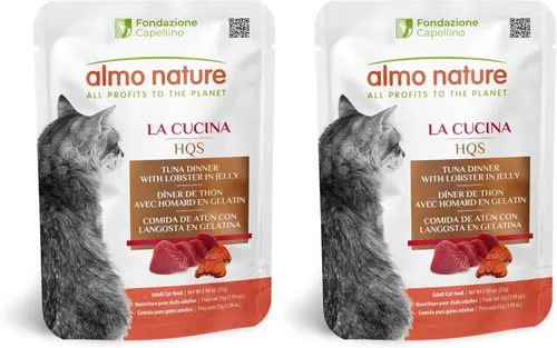 Miniatura 9 de almo nature HQS La Cucina Atún con langosta en gelatina, sin granos, sin aditivos, alimento húmedo para gatos adultos, triturado, bolsas, 24 x 55