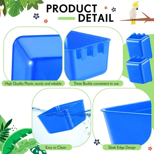 Miniatura 3 de Maxdot 20 piezas de tazas de jaula para comedero de pollo, regaderas para aves de 16 oz, comederos para pájaros colgantes, jaula para conejos, tazón