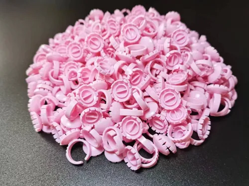 Miniatura 3 de 300 anillos de pegamento para pestañas, anillos de pegamento inteligentes para extensiones de pestañas, anillos desechables para suministros de Rosa