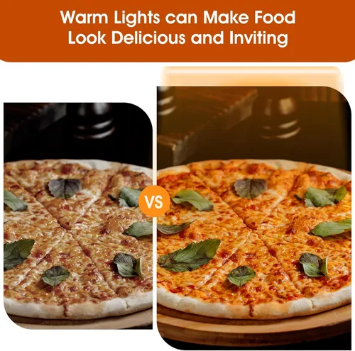 Miniatura 2 de Whalefall Calentador de alimentos para encimera de 35 pulgadas, pantalla comercial de calentador de alimentos de 3 niveles, calentador de pizza