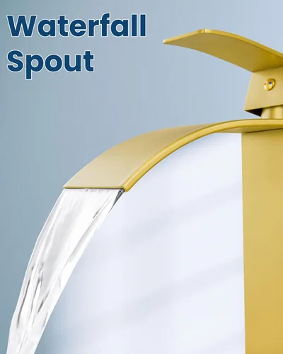Miniatura 9 de Airuida Grifo de lavabo, grifo alto de baño de cascada, grifo mezclador de un solo orificio con boquilla rectangular grande, grifo de fregadero