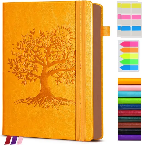Miniatura 8 de Diario vintage de cuero con 300 páginas numeradas, diario rayado A4 para hombres y mujeres, diarios para escribir, cuaderno de rayas universitarias