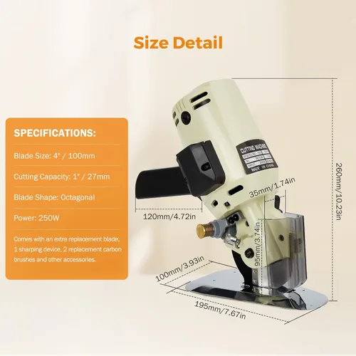 Miniatura 9 de BEAMNOVA Cortador de Tela Eléctrico con Rodillo de Corte de Tela Cortador Manual de Tela con Cuchilla Rotativa Extra de 4 Pulgadas para Vestimenta