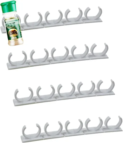 Paquete de 4 pinzas de 20 clips para especias montado en la pared, estante organizador, soporte para almacenamiento de tarros de condimentos, clip