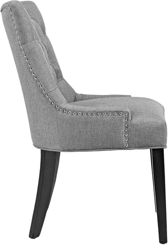 Miniatura 4 de Modway Regent Modern - Silla auxiliar de comedor, elegante tapizada con botones y ribete de cabeza de clavo, color gris claro