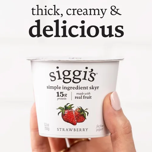 Miniatura 6 de siggi's Yogur Islandés Colado Sin Grasa, Fresa, 5.3 oz. Vaso de Porción Única – Yogur Espeso y Rico en Proteínas