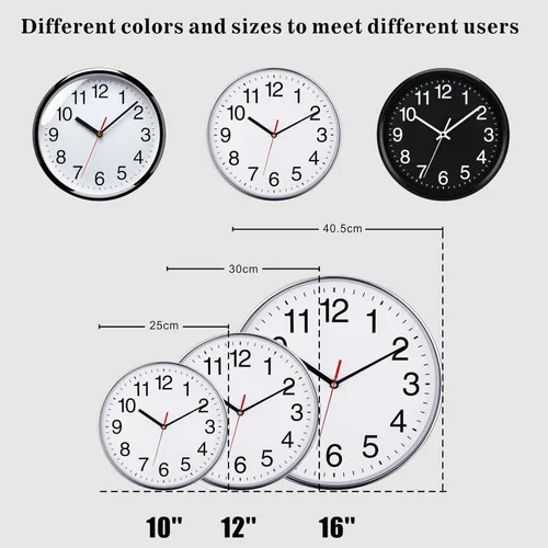 Miniatura 7 de Plumeet Reloj de pared extra grande – Reloj de pared negro silencioso de cuarzo de 16 pulgadas sin tictac – Reloj de pared de diseño simple
