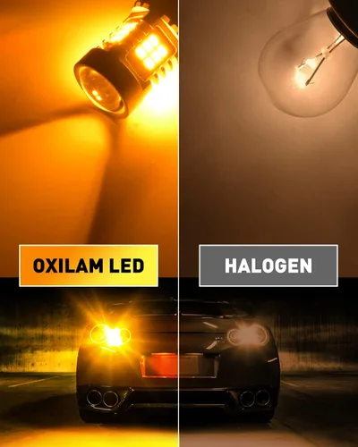 Miniatura 3 de OXILAM - Bombilla de luz LED para señal de giro BA15S 1156, CANBUS sin errores, 2200K, amarillo ámbar, 2800 LM, para 7506, 1156A, 1003, 1141, P21W