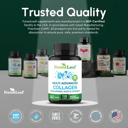Miniatura 8 de ForestLeaf Pastillas de Multi Colágeno - Colágeno para Hombres y Mujeres - Suplementos de Colágeno Hidrolizado con Vitamina C y Ácido Hialurónico