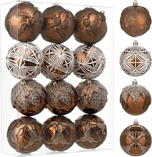 Miniatura 7 de Hollyone Adornos de bola de Navidad de 3.15 pulgadas / 80 mm, azul, 12 piezas, irrompibles, juego de adornos en relieve para árbol de Navidad