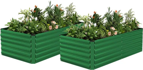 Miniatura 17 de NAVINE Cama de jardín elevada de 8 x 4 x 2 pies, macetas elevadas de metal grande, macetas para plantas al aire libre para verduras, flores