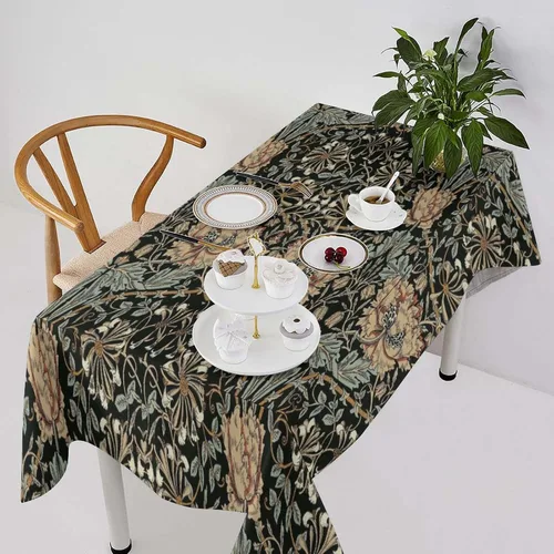 Miniatura 17 de Mantel de Mesa William Morris, Diseño Original William Morris Rústico de Granja Familiar con Estampado Étnico Mínimo para Decoración de Fiesta