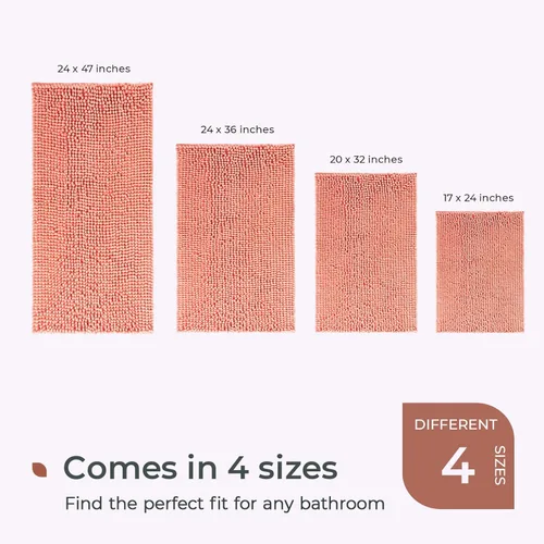 Miniatura 6 de FRESHMINT - Alfombra de baño de chenilla, 24"x17", tapete antideslizante para suelo de baño y bañera, alfombras de baño lavables suaves de Coral