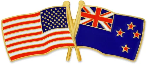 Miniatura 32 de PinMart Pin de solapa esmaltado con bandera de la amistad cruzada de Estados Unidos y el mundo