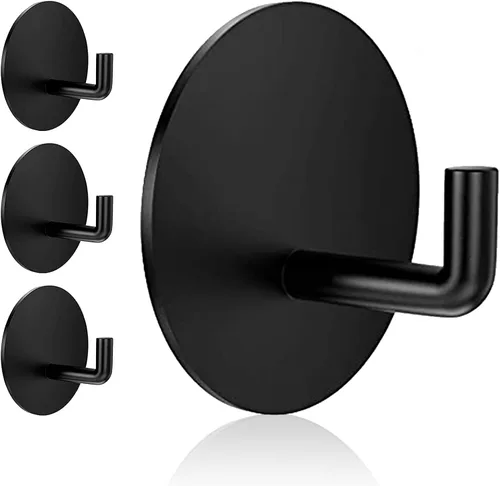 Rise age Ganchos adhesivos resistentes al agua en ganchos de ducha para colgar lufa, toallas, ropa, batas para baño, ganchos de pared adhesivos Negro