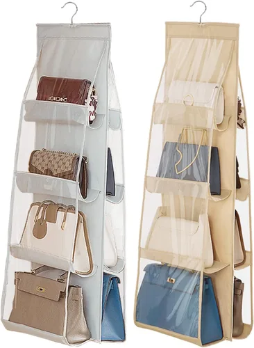 Miniatura 7 de AARAINBOW 1 paquete de organizador de bolso colgante, 8 bolsillos, organizador para colgar bolsos, organizador de bolsa para armario, organizador
