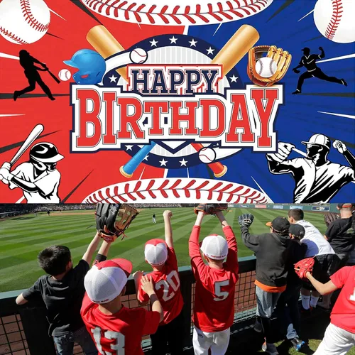 Miniatura 5 de Decoración de Fiesta de Cumpleaños de Béisbol Telón de Fondo de Feliz Cumpleaños de Béisbol Póster de Pancarta de Fondo de Fotos de Béisbol