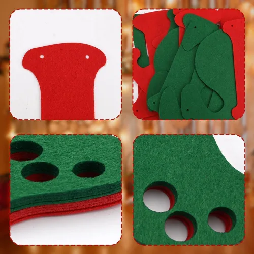 Miniatura 7 de Marbrasse Cartel de fieltro de Navidad de 3 piezas, pancarta de Feliz Navidad, rojo, verde, Papá Noel, reno, árbol de Navidad, decoración