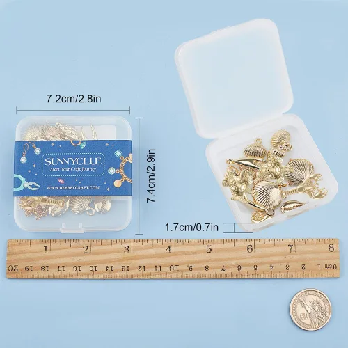 Miniatura 7 de SUNNYCLUE 1 caja de 1.90 oz de dijes chapados en oro real de 14 quilates a granel de oro de verano de océano, 16 piezas de dijes de vida marina